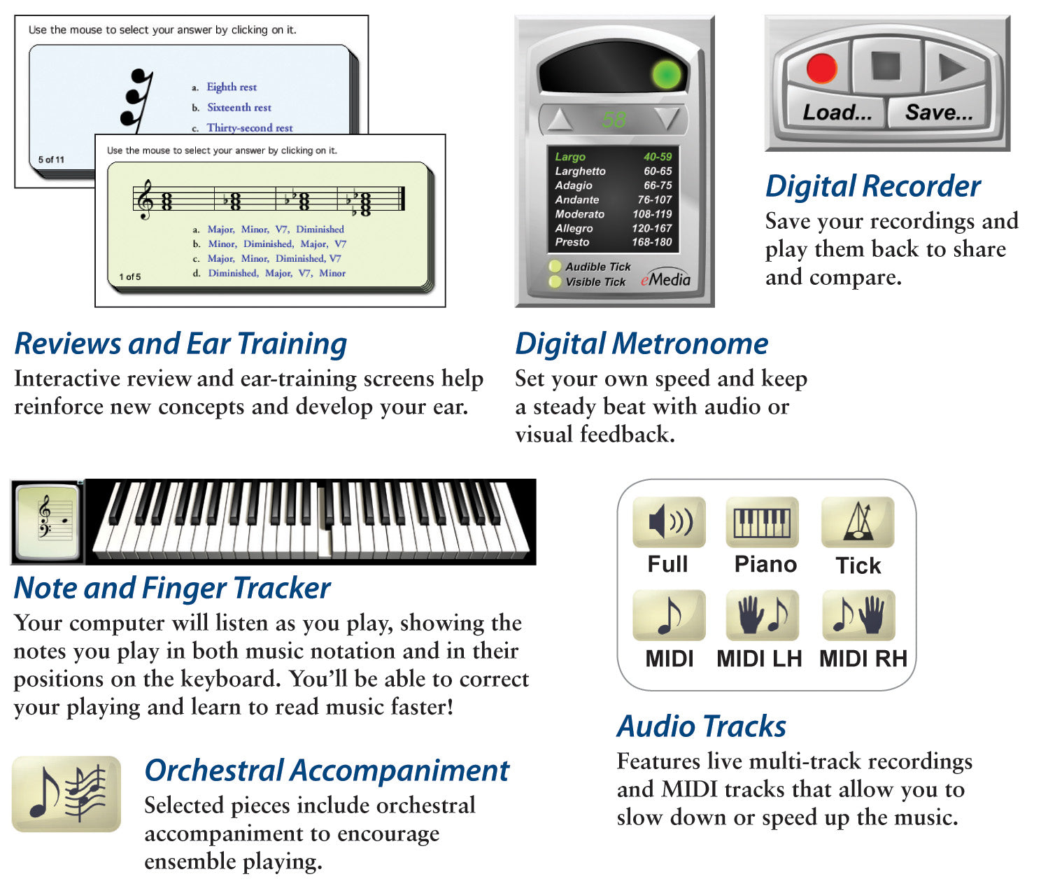 Beginning and intermediate piano lesson software in one bundle