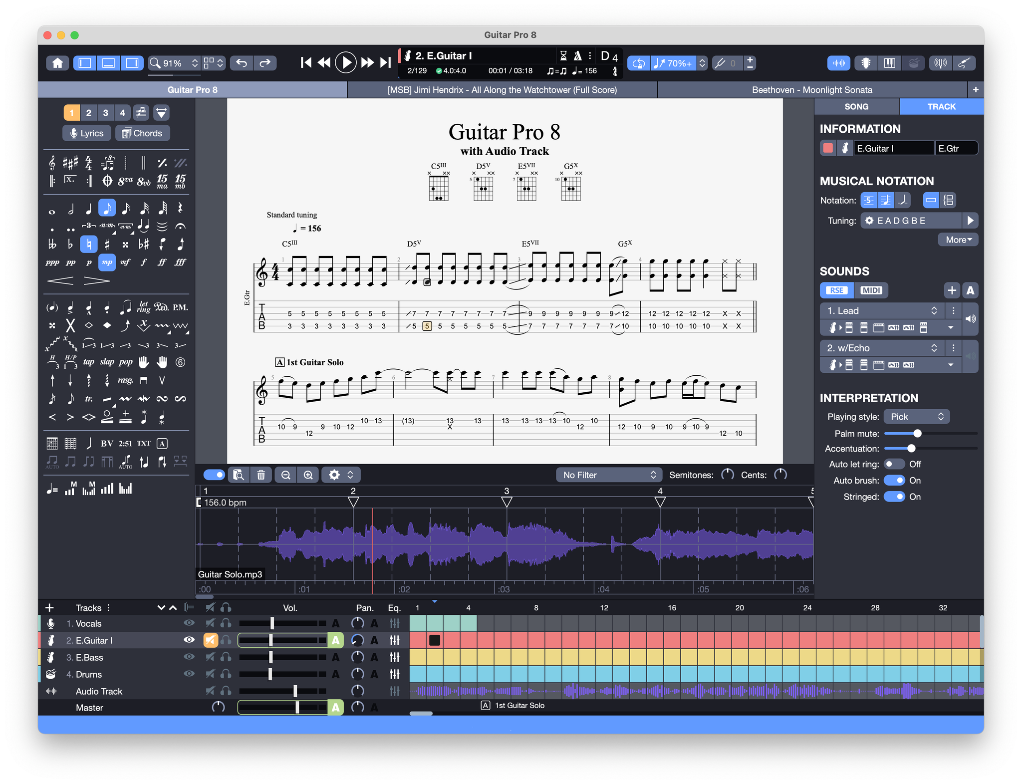 Guitar software to help you compose and create guitar tabs and